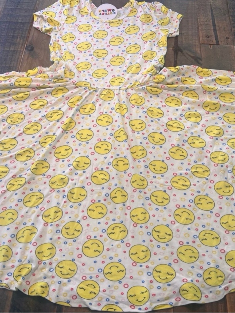 Dot Dot Smile size 8/10 girls happy face Cap sleeve twirl dress new